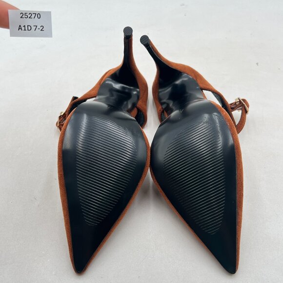 FOWT Brown Pointed Toe Slip on Mules Stiletto High Heel Backless Strappy Sandals - Picture 7 of 8